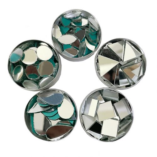 Small Glass Mirrors (mixed Shapes & Sizes, 100+ Pieces) For Sewing  Embroidery Crafts Jewellery Multipurpose Transparent Color (25 Gm Weight)  at Rs 55.00, Embroidery Mirrors